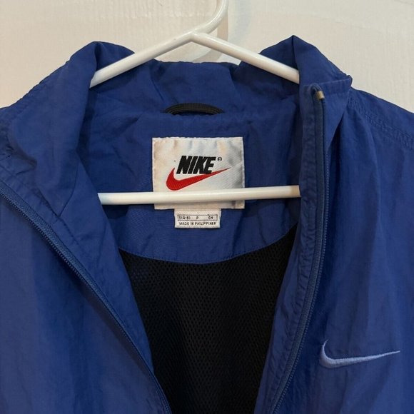 VINTAGE Nike Windbreaker Size Small Blue Jacket Full Zip Swoosh 90s Retro - Picture 4 of 4